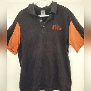 Harley-Davidson Men's Polo in Black with Orange Accents, Extra Large